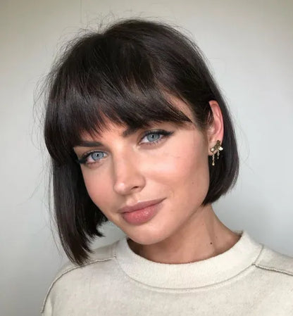 BLUNT CUT SYNTHETIC CLIP ON FRINGE 30G